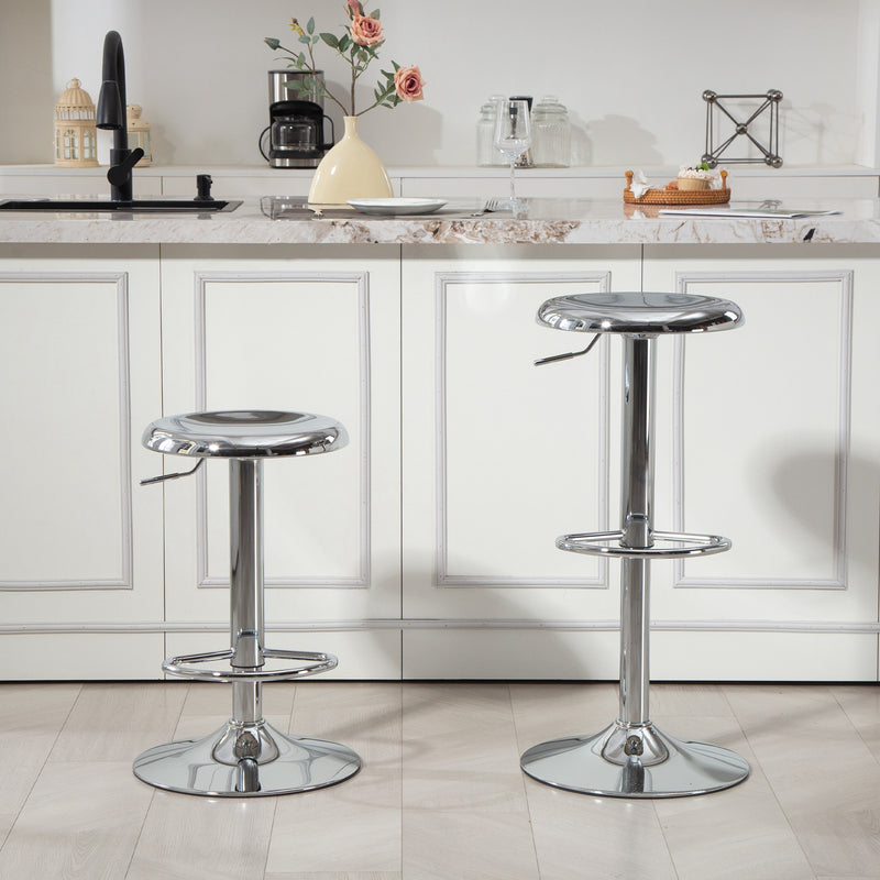 Brix Avenue 2pc Adjustable Height Metal Barstool Set 23.6 to 31.5-Inch - Silver