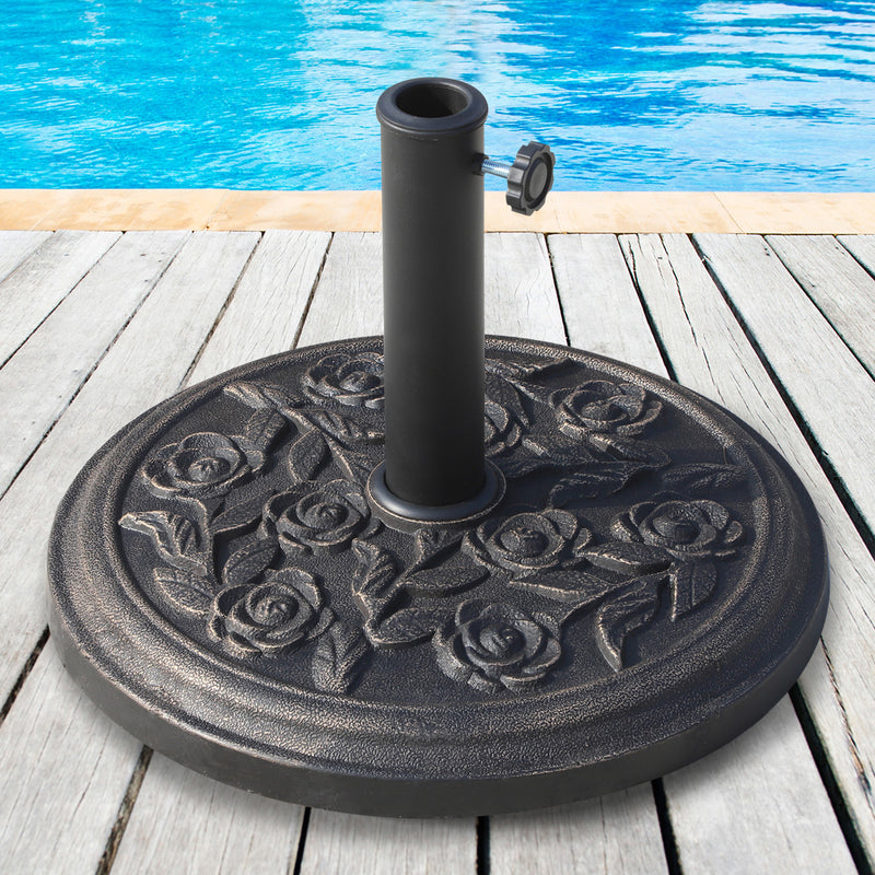 Umbrella Base Weights, Bronze Cast Resin 18" Round Patio Umbrella Base Weight Stand for Parasol Umbrellas - Seasonal Overstock