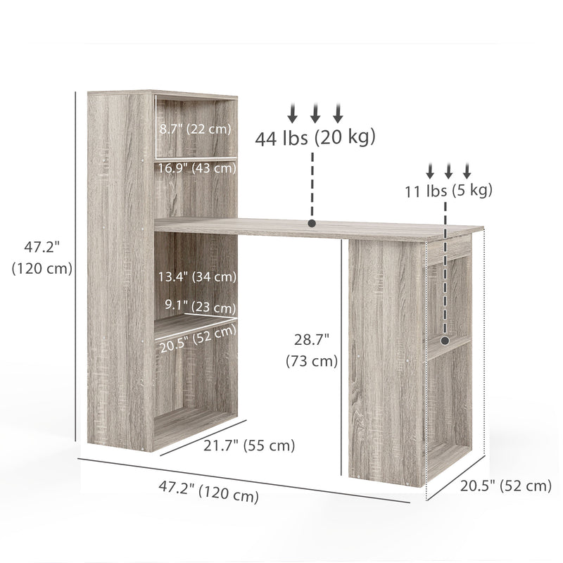 Caroline Computer Desk Bookshelf Combo - Oak Grey