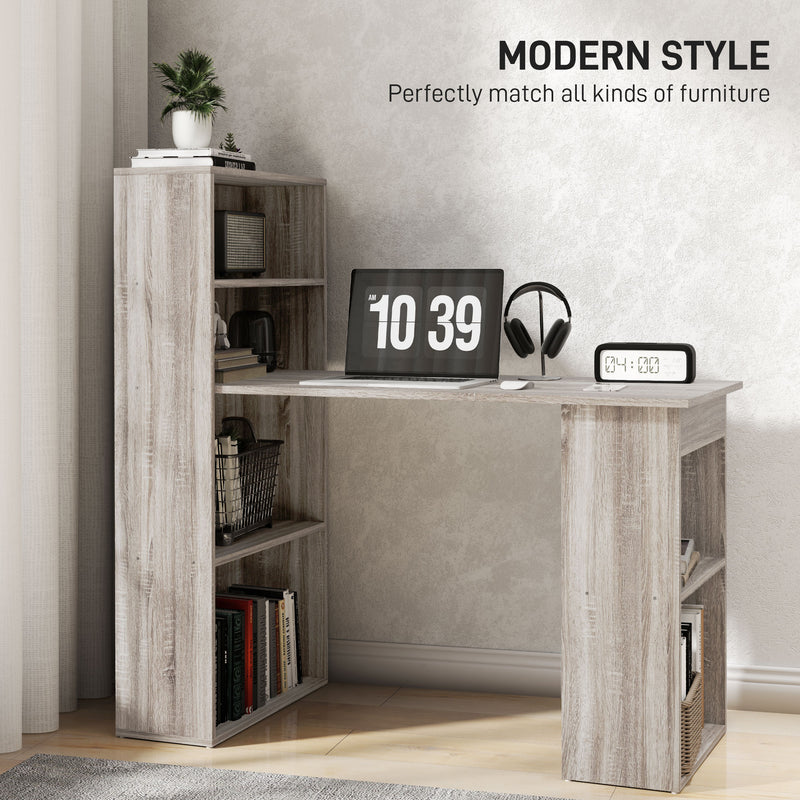 Caroline Computer Desk Bookshelf Combo - Oak Grey