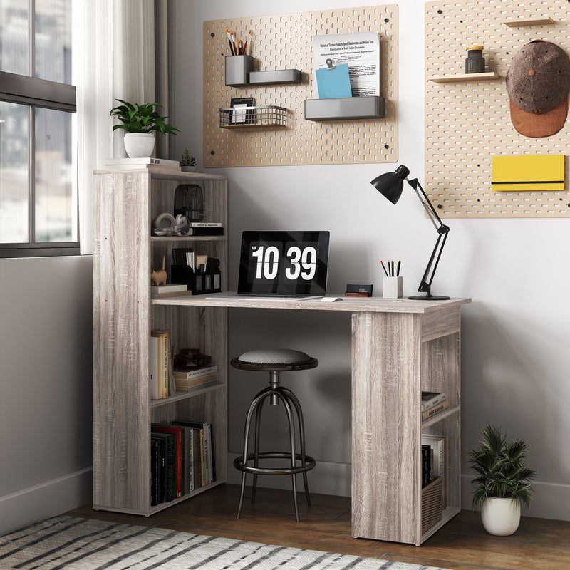 Caroline Computer Desk Bookshelf Combo - Oak Grey