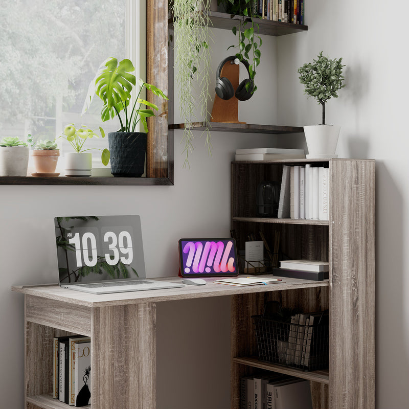 Caroline Computer Desk Bookshelf Combo - Oak Grey