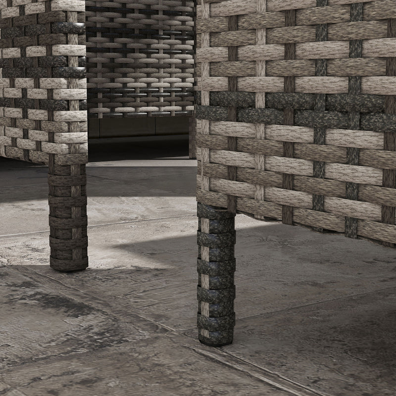 Outdoor Furniture, Cedar Loft 6pc Outdoor Patio Rattan Corner Sofa with Dining Table and Stools - Blue - Seasonal Overstock