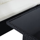 Outdoor Furniture, Cedar Loft 6pc Outdoor Patio Rattan Corner Sofa with Dining Table and Stools - White - Seasonal Overstock