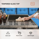 Outdoor Furniture, Cedar Loft 6pc Outdoor Patio Rattan Corner Sofa with Dining Table and Stools - Blue - Seasonal Overstock