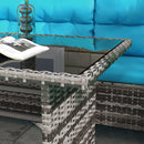 Outdoor Furniture, Cedar Loft 6pc Outdoor Patio Rattan Corner Sofa with Dining Table and Stools - Sky Blue - Seasonal Overstock