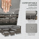 Outdoor furniture set with gray cushions, emphasizing comfort and durability.