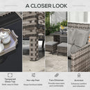 Collage of outdoor furniture with features highlighted on a white background