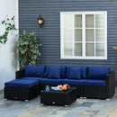 Century Bay 6 Piece Outdoor Patio Sectional Sofa and Table Set - Blue / Black