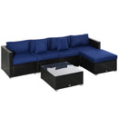 Century Bay 6 Piece Outdoor Patio Sectional Sofa and Table Set - Blue / Black