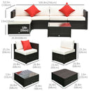 Century Bay 6 Piece Outdoor Patio Sectional Sofa and Table Set - Cream White / Brown