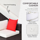 Century Bay 6 Piece Outdoor Patio Sectional Sofa and Table Set - Cream White / Brown