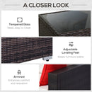 Century Bay 6 Piece Outdoor Patio Sectional Sofa and Table Set - Cream White / Brown