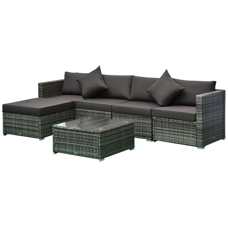 Century Bay 6 Piece Outdoor Patio Sectional Sofa and Table Set - Grey