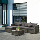 Century Bay 6 Piece Outdoor Patio Sectional Sofa and Table Set - Grey