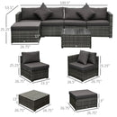 Century Bay 6 Piece Outdoor Patio Sectional Sofa and Table Set - Grey