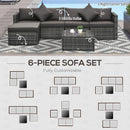Century Bay 6 Piece Outdoor Patio Sectional Sofa and Table Set - Grey
