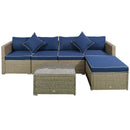 Century Bay 6 Piece Outdoor Patio Sectional Sofa and Table Set - Navy / Taupe