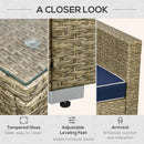 Century Bay 6 Piece Outdoor Patio Sectional Sofa and Table Set - Navy / Taupe