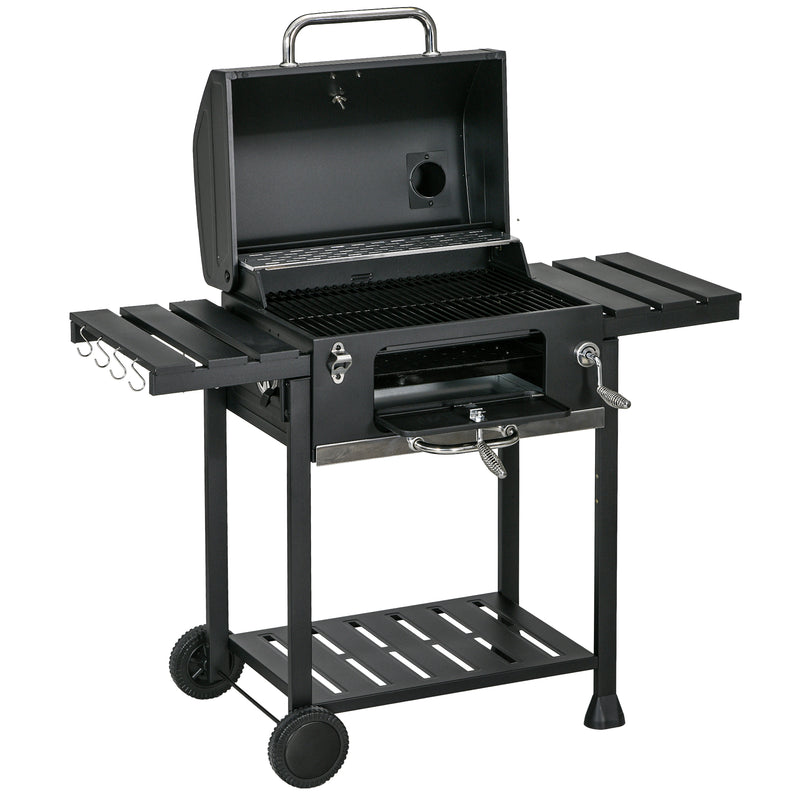 Charcoal BBQ Grill Smoker with Adjustable Charcoal Pan - Seasonal Overstock