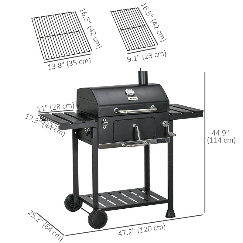 Charcoal BBQ Grill Smoker with Adjustable Charcoal Pan - Seasonal Overstock