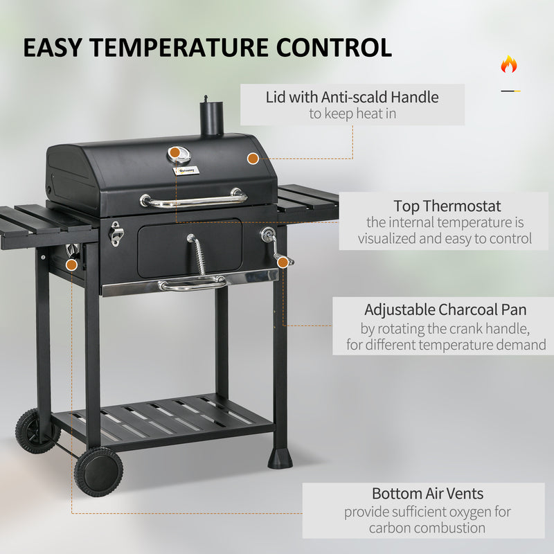 Charcoal BBQ Grill Smoker with Adjustable Charcoal Pan - Seasonal Overstock