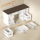 Clover Hollow 58" Home Office Executive Desk with Soft-Close Drawers, Farmhouse Executive Desk with Letter Size File Drawer, White