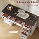 Clover Hollow 58" Home Office Executive Desk with Soft-Close Drawers, Farmhouse Executive Desk with Letter Size File Drawer, White