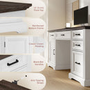 Clover Hollow 58" Home Office Executive Desk with Soft-Close Drawers, Farmhouse Executive Desk with Letter Size File Drawer, White