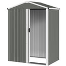 4.5 x 3 ft small gray metal storage shed on a white background