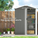 Lockable metal storage shed with lockable sliding door for secure storage