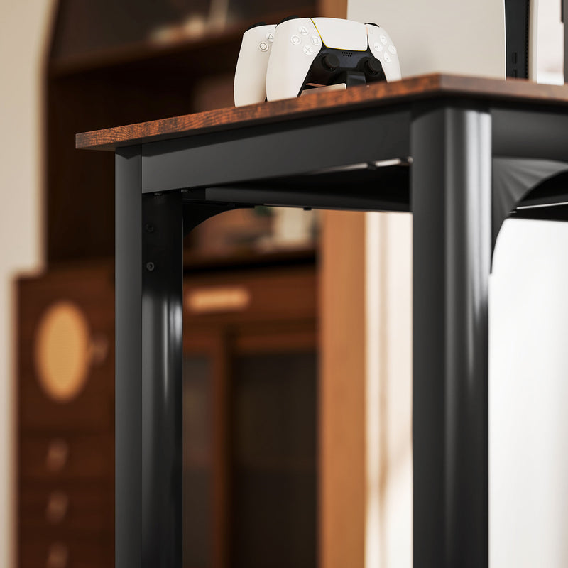 Concept 45 Modern Minimalist Computer Desk with Rustic Brown Desktop and Metal Legs