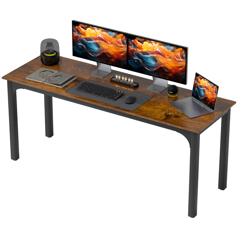 Concept 45 Modern Minimalist Computer Desk with Rustic Brown Desktop and Metal Legs