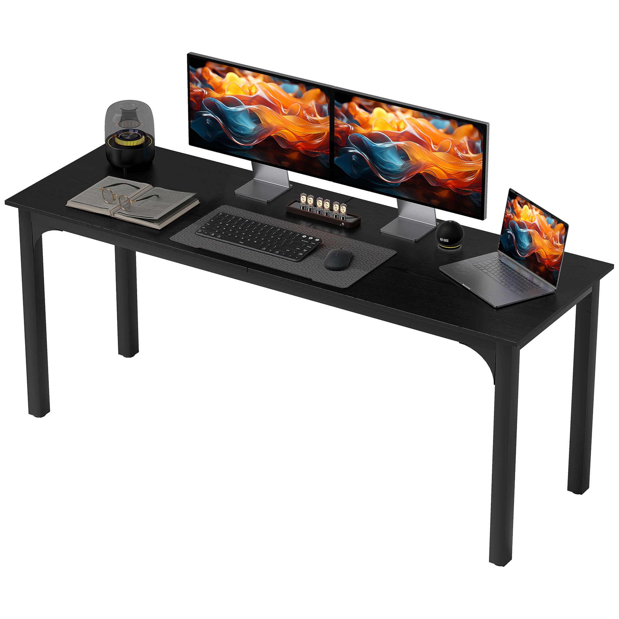 Concept 45 Modern Minimalist Computer Desk with Rustic Black Desktop a