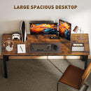 Concept 45 Modern Minimalist Computer Desk with Rustic Brown Desktop and Metal Legs