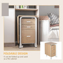 Convertix Folding Portable Computer Desk with Drawers and Rolling Castors - Natural Brown