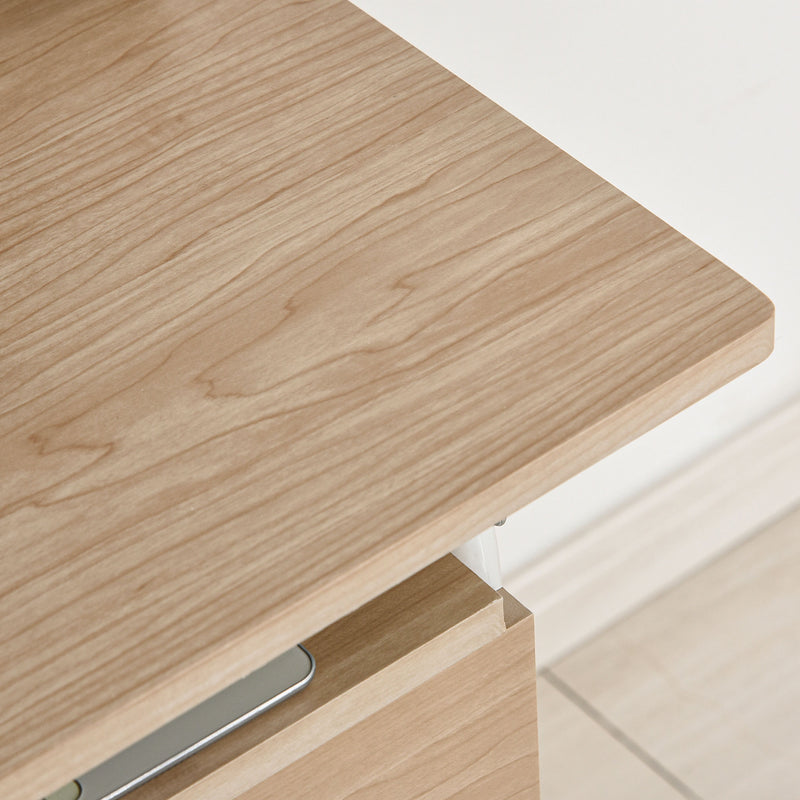 Convertix Folding Portable Computer Desk with Drawers and Rolling Castors - Natural Brown