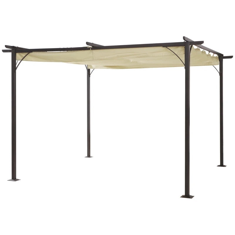 Cooper 11.5' x 11.5' Outdoor Aluminum Frame Pergola with Retractable Canopy - Beige