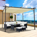 Gazebos, Cooper 11.5' x 11.5' Outdoor Aluminum Frame Pergola with Retractable Canopy - Beige - Seasonal Overstock