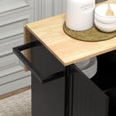 Coral Bay Rolling Kitchen Island Cart with Drop Leaf Table - Black and Natural Wood