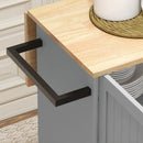 Coral Bay Rolling Kitchen Island Cart with Drop Leaf Table - Grey and Natural Wood