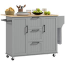 Coral Bay Rolling Kitchen Island Cart with Drop Leaf Table - Grey and Natural Wood