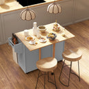 Coral Bay Rolling Kitchen Island Cart with Drop Leaf Table - Grey and Natural Wood