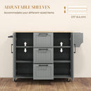 Coral Bay Rolling Kitchen Island Cart with Drop Leaf Table - Grey and Natural Wood