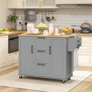 Coral Bay Rolling Kitchen Island Cart with Drop Leaf Table - Grey and Natural Wood