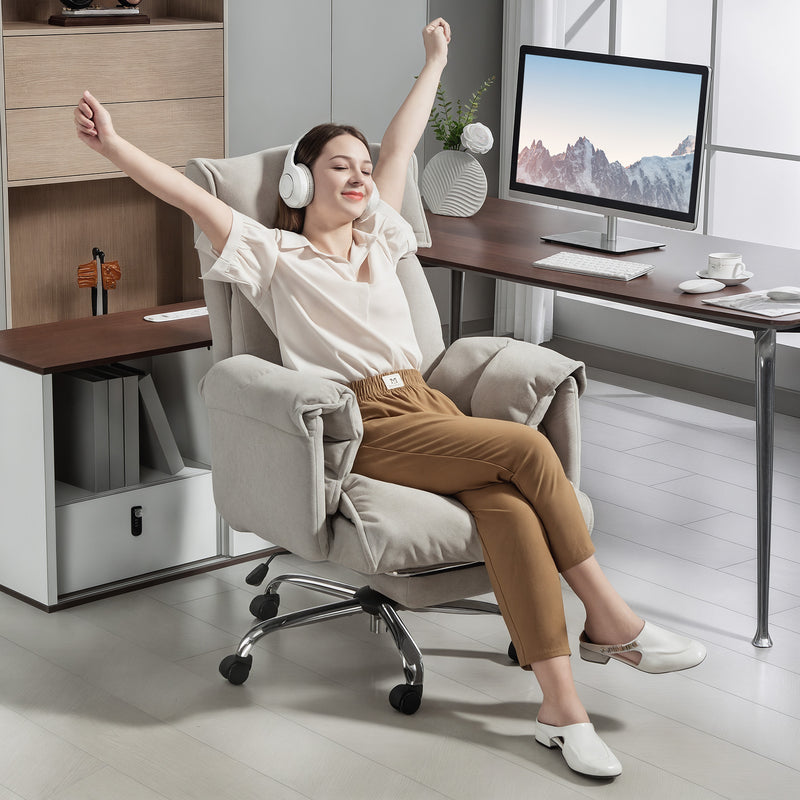 Darrow Loft Ergonomic Desk Chair with Footrest, Adjustable Backrest and Lumbar Support - Grey