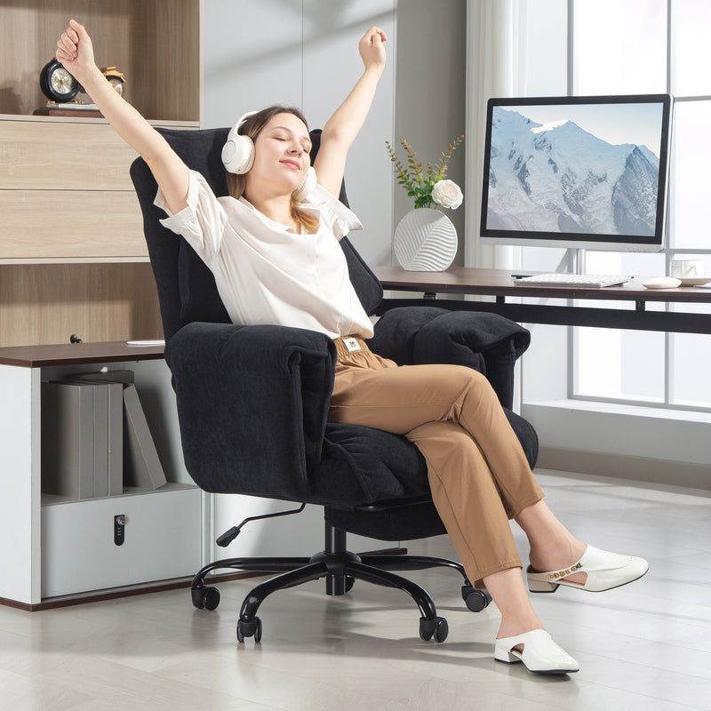 Darrow Loft Ergonomic Desk Chair with Footrest, Adjustable Backrest and Lumbar Support - Black