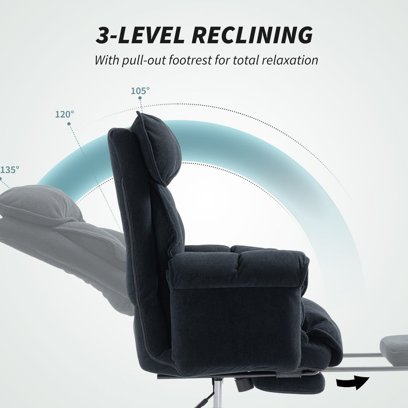 Darrow Loft Ergonomic Desk Chair with Footrest, Adjustable Backrest and Lumbar Support - Black