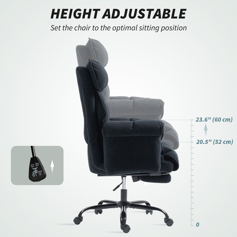 Darrow Loft Ergonomic Desk Chair with Footrest, Adjustable Backrest and Lumbar Support - Black