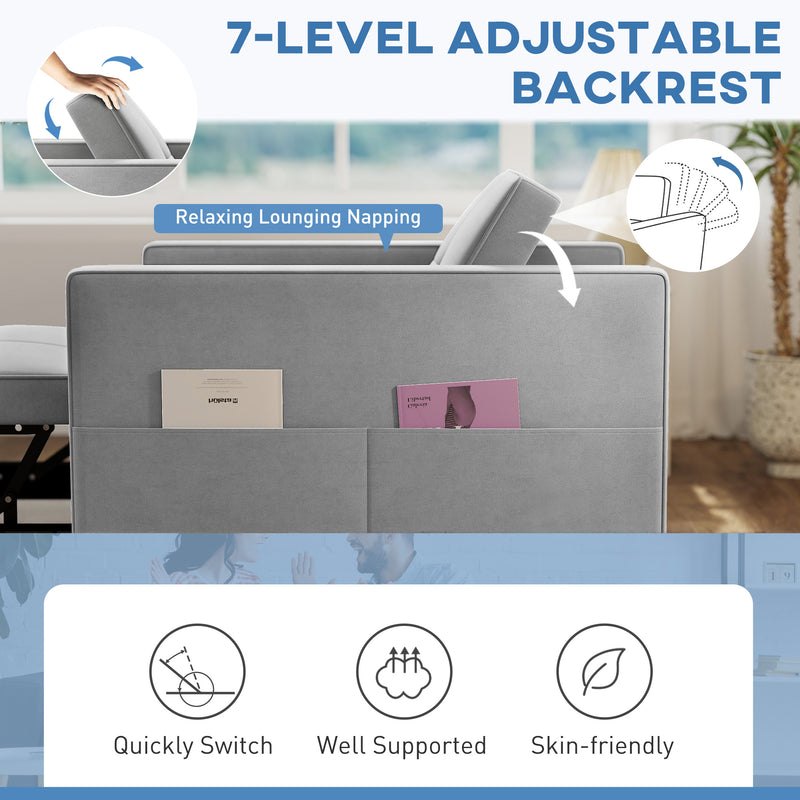 Divena Convertible Sleeper Chair With Adjustable Backrest and USB Charging Port - Grey